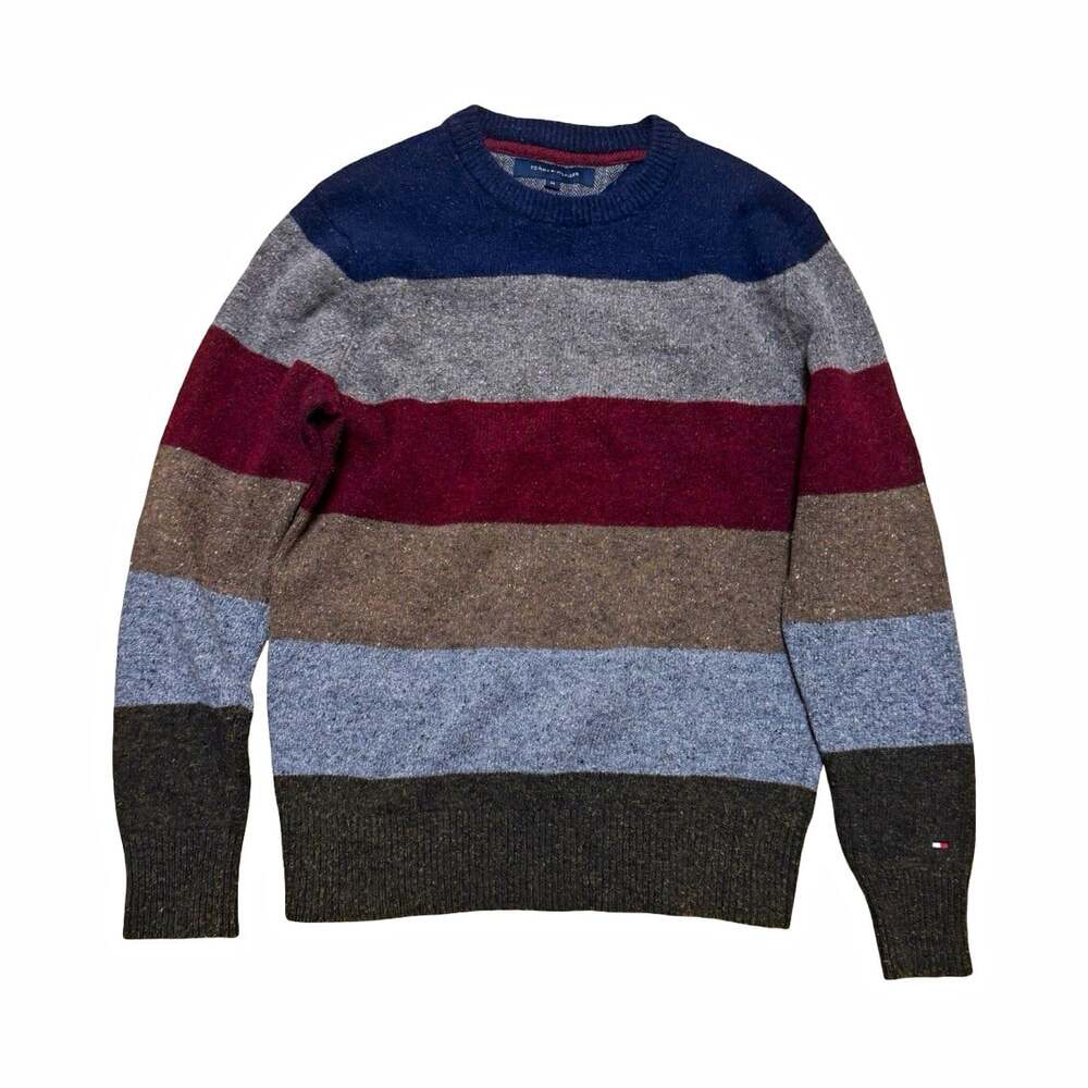 Tommy Hilfiger Lambswool Knit Crewneck Pullover Sweater Men’s M Striped